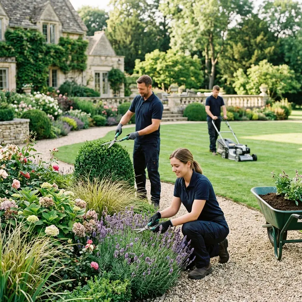 A landscape crew at work at a Collingwood-area property
